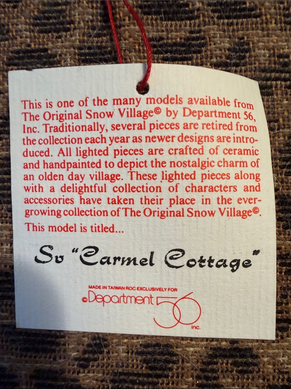 (Retired) Dept 56 Original Snow Village.Carmel Cottage. With Cord, Light and Box - Picture 10 of 12